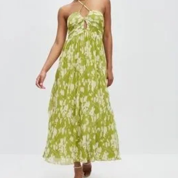 Abercrombie halter maxi dress green/ ivory floral print - Picture 6 of 6